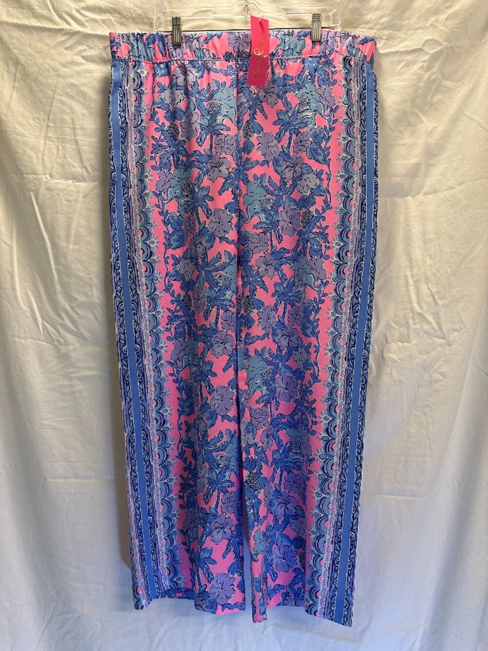 Lilly Pulitzer Bal Harbour Palazzo Pant in Soleil Pink Palm Paradise Engineered